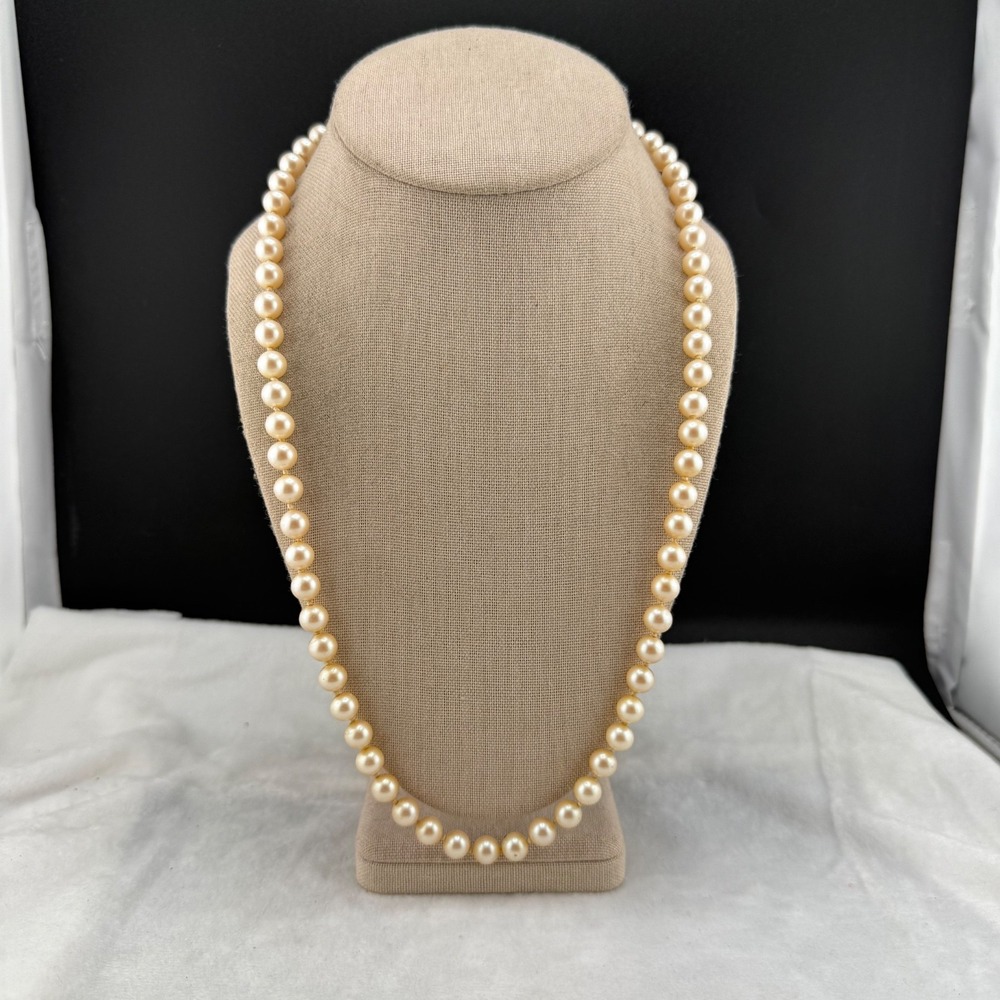 Vintage Estate Necklace Cream Glass Beaded Imitation Pearl 25"
